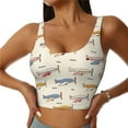 thumbnail image 1 of Hirioo Striped Vintage Planes for Women's Sports Vest with Full-Print Design, Stretchy Fabric and Removable Pads-Large, 1 of 8