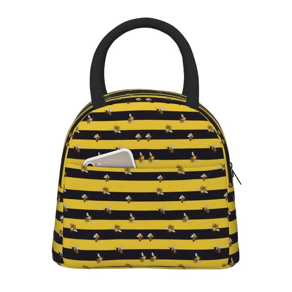 Hirioo Striped With Bees for Eco-friendly Lunch Box,Leakproof Lunch Box for School, Work, Travel, and Picnics,Perfect for Meal Prep