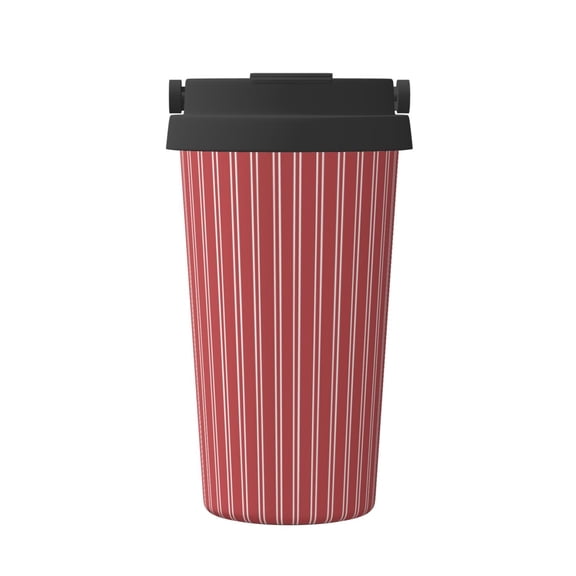 Hirioo Stripes Red White for Coffee Travel Mug Insulated Coffee Mug with Lid