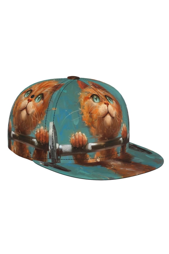 Strong Kitten Lifting Weights for Baseball Cap Men Cap Flat Brim for Men Women Teens Adjustable Baseball Cap