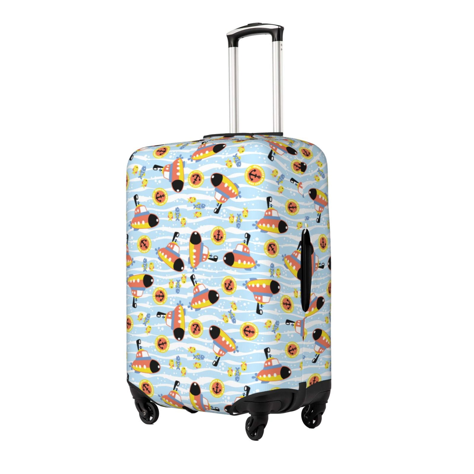 Hirioo Submarine With Fishes Undersea for Elasticity Suitcase Cover (No luggage Included) Durable Luggage Protector Fits 18-32 Inch Luggage-Small
