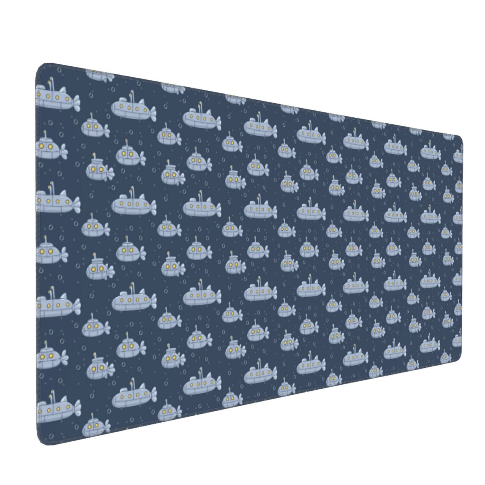Hirioo Submarine With Periscope for Mouse Pad ,Anti-Slip Base, Durable Stitched Edges, Perfect for Gaming, Office, and Home Use,16x35.5in