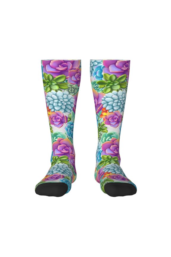 Succulents for Adult Stockings Breathable Sock Non-Pilling,Contrasting Color Design