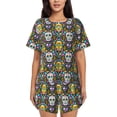thumbnail image 1 of Hirioo Sugar Skulls for Women's 2 Piece Short-Sleeved Pajama PJ Sets for Women Shorts with Pockets Womens Lounge Set-Small, 1 of 6