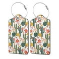 thumbnail image 1 of Hirioo Summer Cactus With Blooming Print Leather Luggage Tag with Stainless Steel Loop ,Privacy Flap and Address Card for Travel Bag Suitcase-4 PCS, 1 of 5