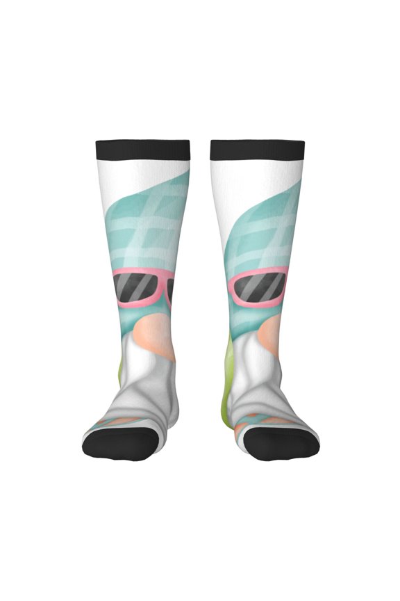 Summer Gnome,Cute Gnome for Adult Stockings Breathable Sock Non-Pilling,Contrasting Color Design
