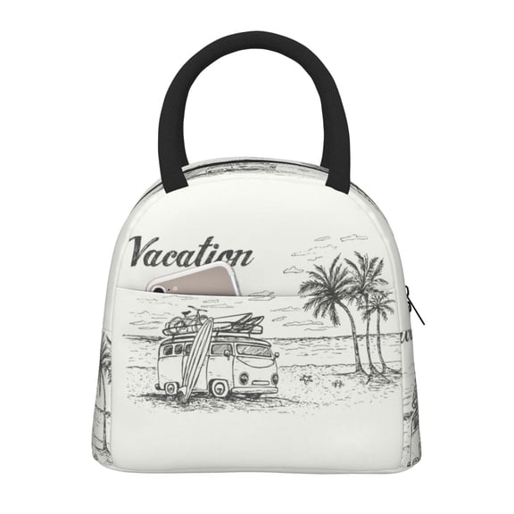 Hirioo Summer Vacation Scene With Camping Van for Eco-friendly Lunch Box,Leakproof Lunch Box for School, Work, Travel, and Picnics,Perfect for Meal Prep