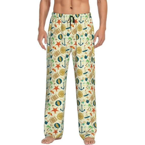 Hirioo Summer and sea for Men's PJ Pajama Pants Sleep Pants Men's Home Trousers with Pockets,S-3XL-X-Large