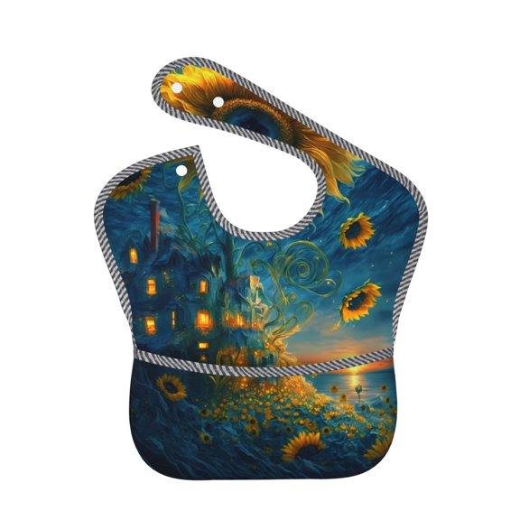 Hirioo Sunflower Castle Starry Sky for Baby Waterproof Pocket Bib Adjustable Closed for Babies Toddlers with Large Pocket 6-24Months