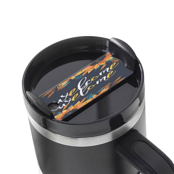 Hirioo Sunflower Welcome A for Stanley Cup Lid Nameplate Personalized Acrylic Nameplate Tumbler Lid Topper(30oz , 40oz)