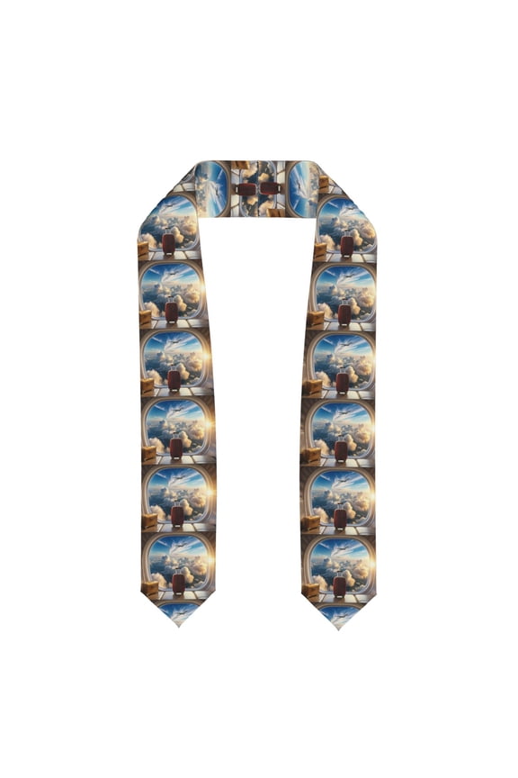 Sunset Airplane Travel View for 72" Graduation Shawl Stole Unisex Adults Graduation Sash Honor Graduation Stole for High School and College-Flattened