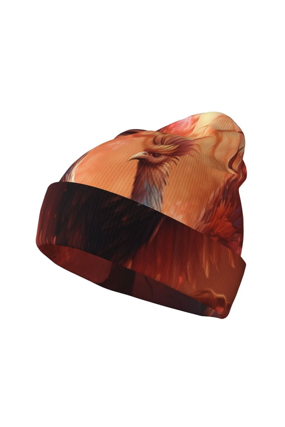 Sunset Blossoms Phoenix Perch for Men's Knit Cuffed Beanie for Outdoor Activities Unisex