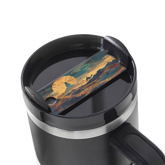 Hirioo Sunset Desert Journey for Stanley Cup Lid Nameplate Personalized Acrylic Nameplate Tumbler Lid Topper(30oz , 40oz)