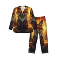 thumbnail image 1 of Hirioo Sunset Maple Tree Fox for Men's Pajama Sets 2 Piece Pjs Men's Long-Sleeved Pajama Set Button Down Sleepwear,S-XXL-Small, 1 of 7