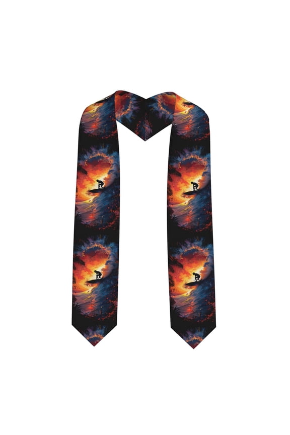 Sunset Surfing Silhouette for 72" Graduation Shawl Stole Unisex Adults Graduation Sash Honor Graduation Stole for High School and College-Sharp Corner