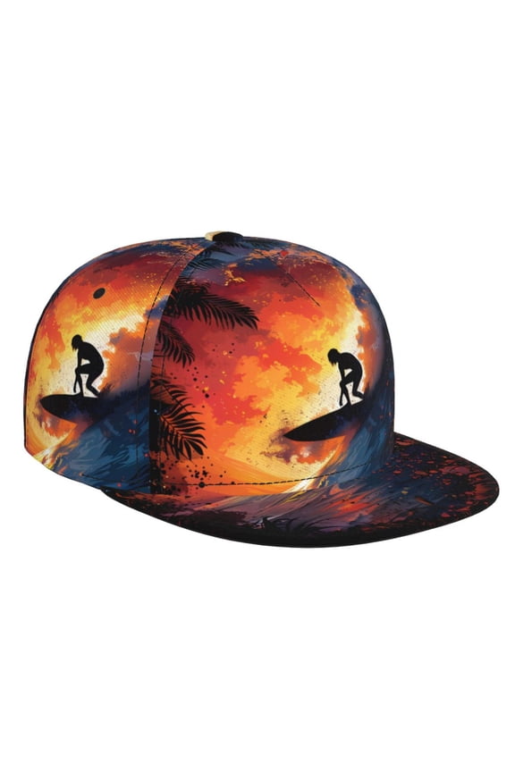Sunset Surfing Silhouette for Baseball Cap Men Cap Flat Brim for Men Women Teens Adjustable Baseball Cap
