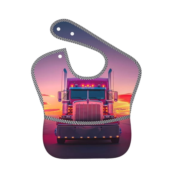 Hirioo Sunset Truck Highway for Baby Waterproof Pocket Bib Adjustable Closed for Babies Toddlers with Large Pocket 6-24Months