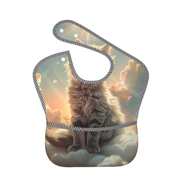 Hirioo Sunshine Cloud Kitten for Baby Waterproof Pocket Bib Adjustable Closed for Babies Toddlers with Large Pocket 6-24Months