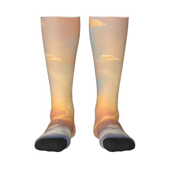 Hirioo Sunshine Colorful Cloud Rabbit for Adult Stockings Breathable Sock Non-Pilling,Contrasting Color Design