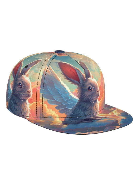 Sunshine Winged Rabbit for Baseball Cap Men Cap Flat Brim for Men Women Teens Adjustable Baseball Cap