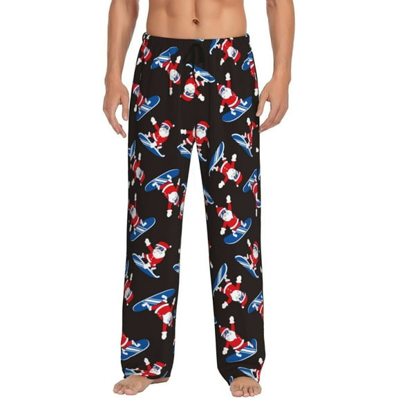 Hirioo Surfing Santa for Men's PJ Pajama Pants Sleep Pants Men's Home Trousers with Pockets,S-3XL-Small