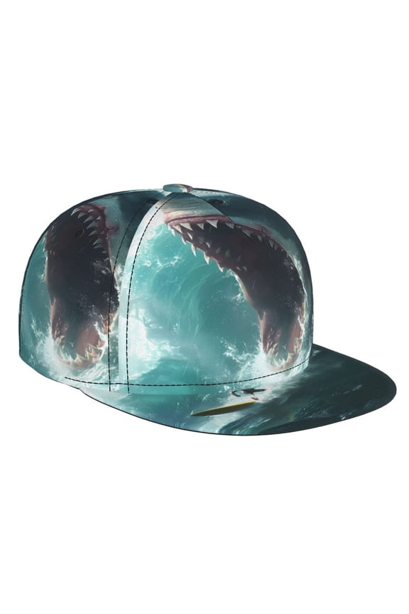 Surfing Shark for Baseball Cap Men Cap Flat Brim for Men Women Teens Adjustable Baseball Cap