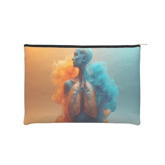 Hirioo Surreal Body Art for Paper Reusable Cosmetic Bag Zipper Encouragement Travel Pouch Toiletry Bag for Women Girls