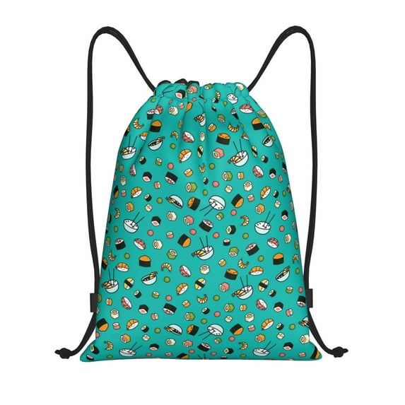 Hirioo Sushi (3) Print Drawstring Backpack Bag Sport Versatile Sports Backpack for Gym, Travel, Swimming, Beach