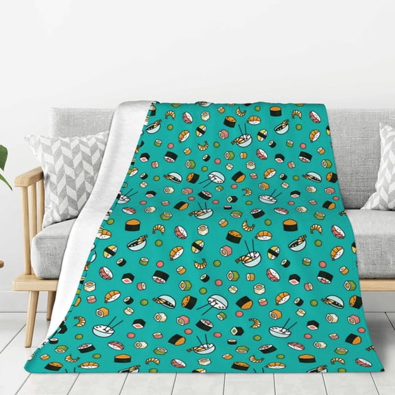 Hirioo Sushi (3) for Flannel Blanket, Cozy and Warm Throw for Bed or Couch ,Perfect for All Seasons-50"x40"