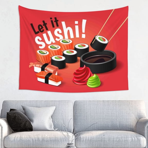 Hirioo Sushi Print Tapestry Lightweight Fabric for Bedroom Aesthetic Home Wall Dorm Dcor Living Room Decor 29x37 Inch