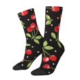 thumbnail image 1 of Hirioo Sweet Red Cherry Pattern Adult Middle Tube Socks Breathable Sock Non-Pilling,Contrasting Color Design, 1 of 6