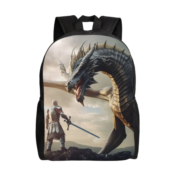 Hirioo Swordsman Cool Dragon for Travel Backpack for Women Men, Lightweight and Durable,Gift for Weekender, College, Work,and Outdoor Activities