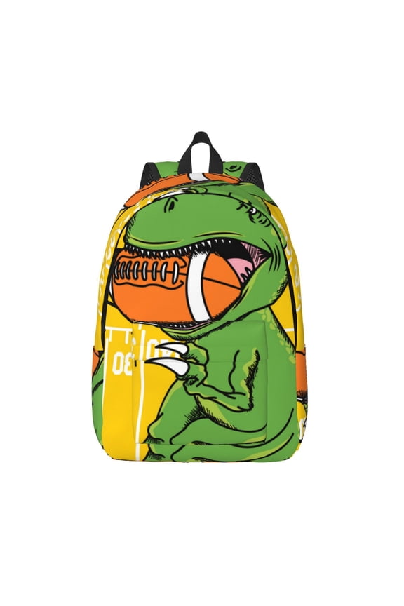 T-Rex Playing Football Canvas Backpack, Durable Travel Backpack with Multiple Compartments,Large Capacity, Backpack for School, Hiking, Work