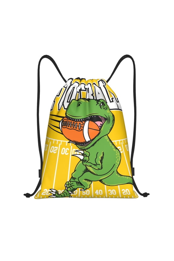 T-Rex Playing Football Print Drawstring Backpack Bag Sport Versatile Sports Backpack for Gym, Travel, Swimming, Beach