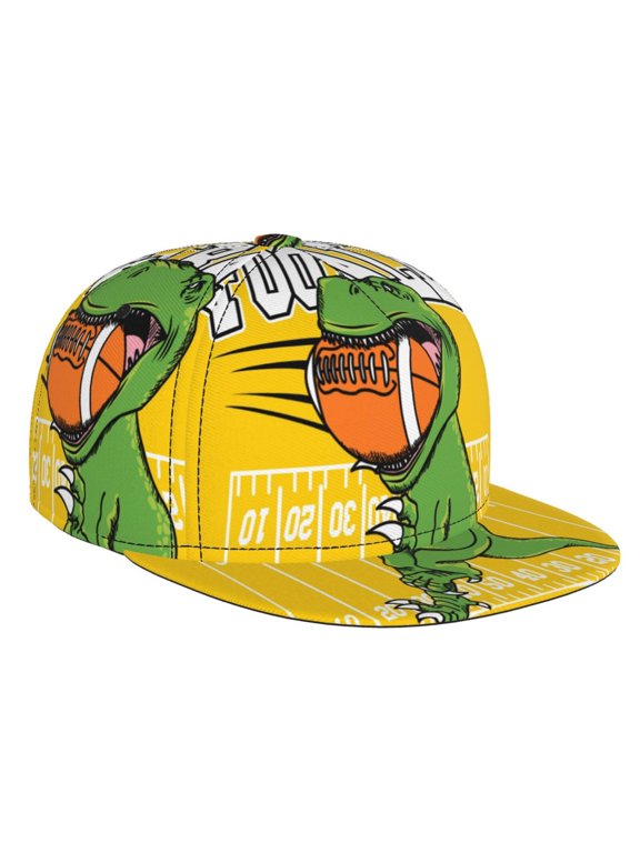 T-Rex Playing Football for Baseball Cap Men Cap Flat Brim for Men Women Teens Adjustable Baseball Cap
