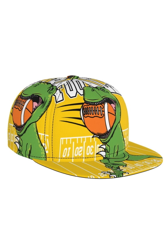 T-Rex Playing Football for Baseball Cap Men Cap Flat Brim for Men Women Teens Adjustable Baseball Cap