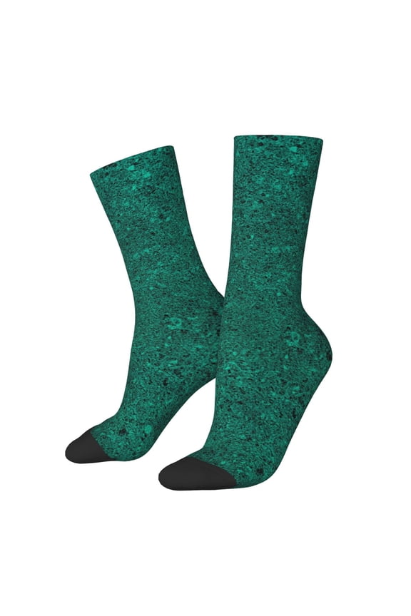 Teal Marble Pattern Adult Middle Tube Socks Breathable Sock Non-Pilling,Contrasting Color Design