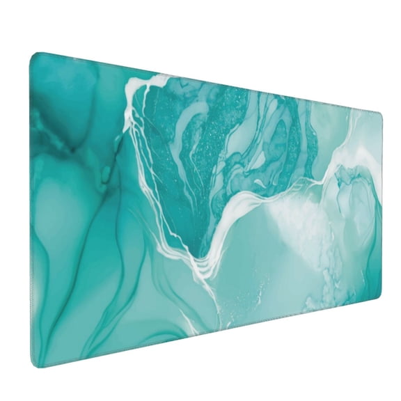 Hirioo Teal Turquoise 1 for Mouse Pad ,Anti-Slip Base, Durable Stitched Edges, Perfect for Gaming, Office, and Home Use,16x35.5in