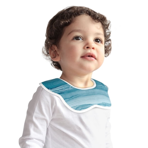 Hirioo Teal Turquoise Fluid Stripes for Baby Cotton Petal Bib Drool Bibs for Baby Boy Unisex