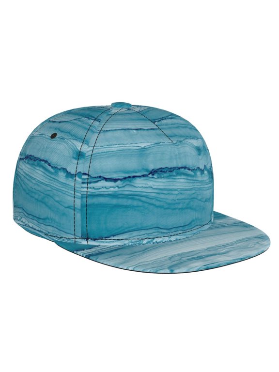 Teal Turquoise Fluid Stripes for Baseball Cap Men Cap Flat Brim for Men Women Teens Adjustable Baseball Cap