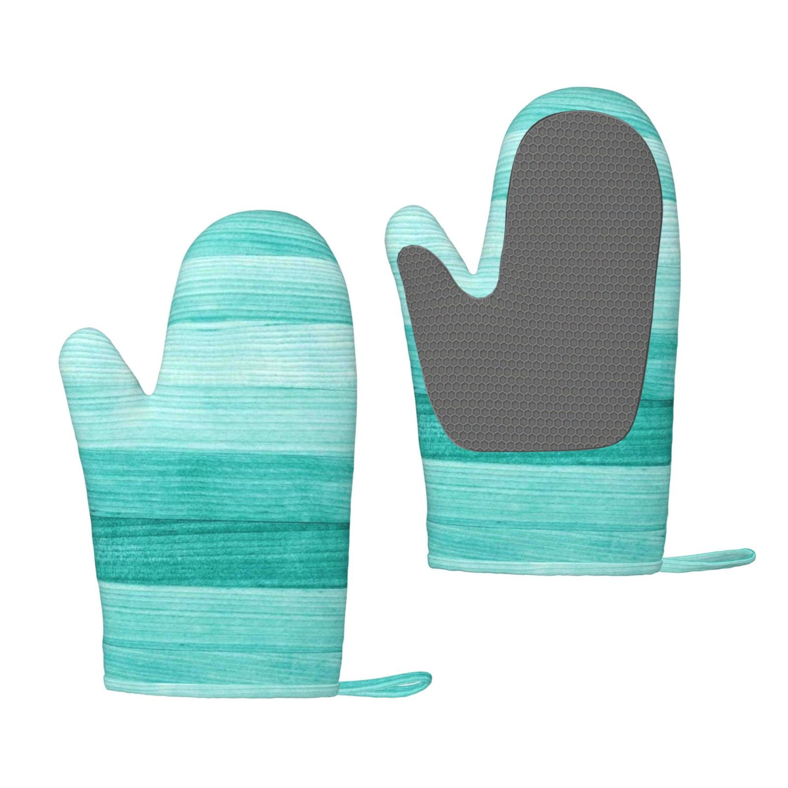 Hirioo Teal Turquoise for Silicone Oven Mitts for BBQ, Baking, Cooking, Set of 2, Heat Resistant 260℃, Non-Slip Kitchen Essentials