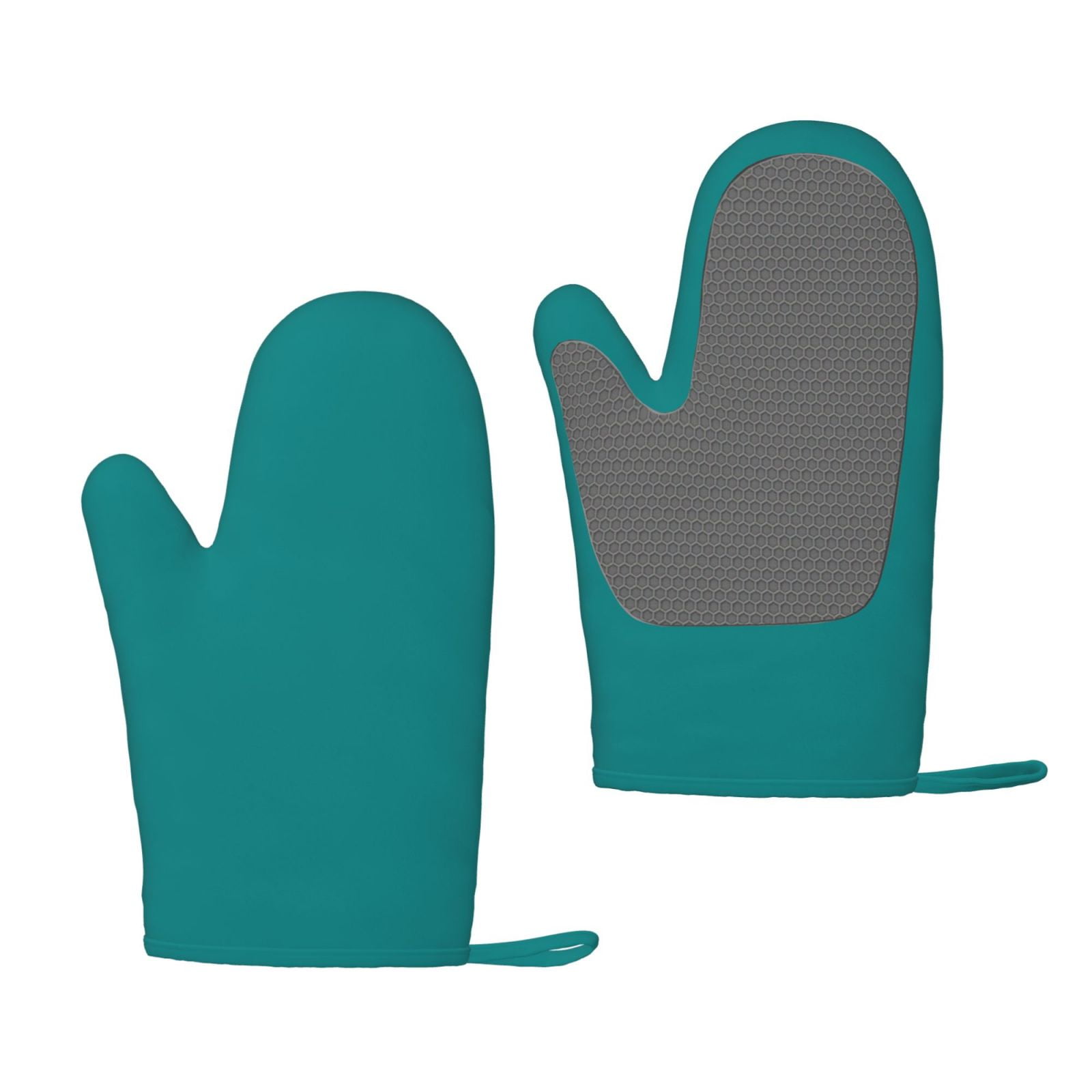 Hirioo Teal for Silicone Oven Mitts for BBQ, Baking, Cooking, Set of 2, Heat Resistant 260℃, Non-Slip Kitchen Essentials