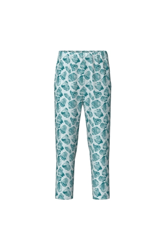 Teal turquoise shell for Teenagers' Pajama Pants Womens Lounge Pants with Pockets Pj Bottoms Pants for Men-Medium