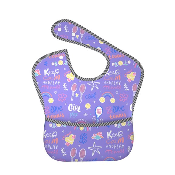 Hirioo Tennis 1 for Baby Waterproof Pocket Bib Adjustable Closed for Babies Toddlers with Large Pocket 6-24Months