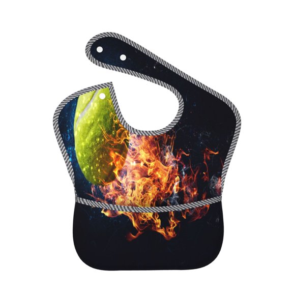 Hirioo Tennis Ball In Fire1 for Baby Waterproof Pocket Bib Adjustable Closed for Babies Toddlers with Large Pocket 6-24Months