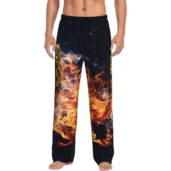 Hirioo Tennis Ball In Fire1 for Women's PJ Pajama Pants Sleep Pants Women's Home Trousers with Pockets,S-3XL-Large