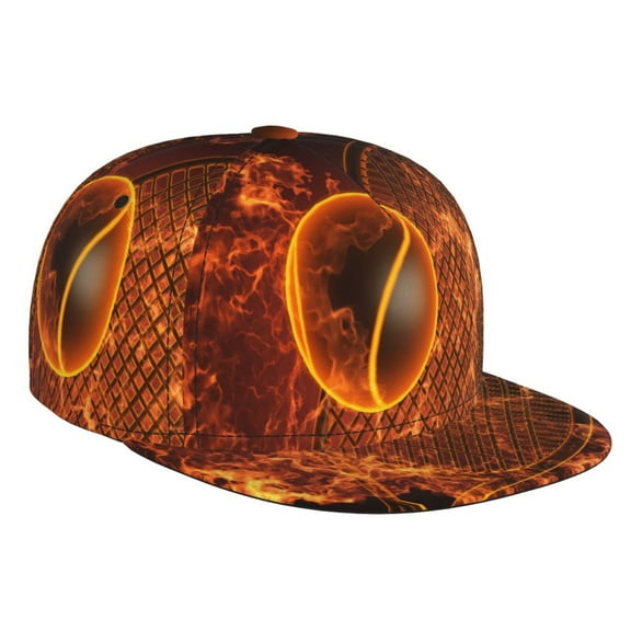 Hirioo Tennis Racket In Fire for Baseball Cap Men Cap Flat Brim for Men Women Teens Adjustable Baseball Cap