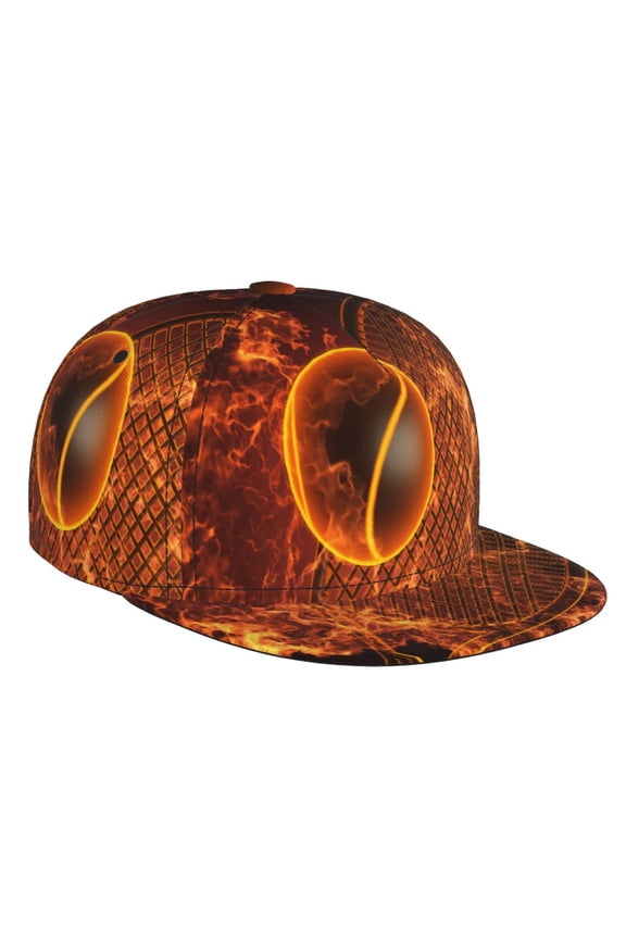 Tennis Racket In Fire for Baseball Cap Men Cap Flat Brim for Men Women Teens Adjustable Baseball Cap