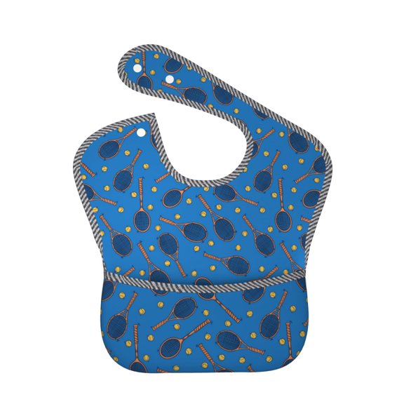 Hirioo Tennis Rackets 1 for Baby Waterproof Pocket Bib Adjustable Closed for Babies Toddlers with Large Pocket 6-24Months