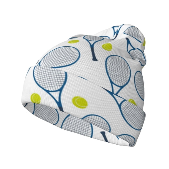 Hirioo Tennis Rackets And Balls for Men's Knit Cuffed Beanie for Outdoor Activities Unisex